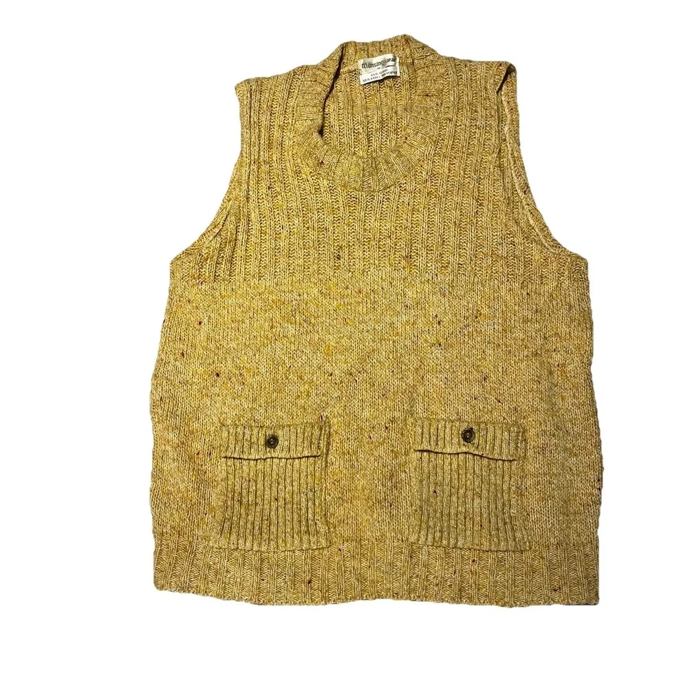 Vintage Munsingwear Tan Sweater Vest  W/pockets Men's M‎ Grandpa Core 90s 80s